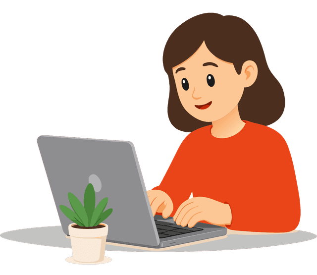 person typing at laptop